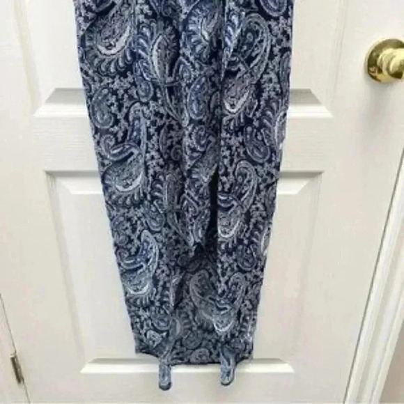 Smart Set Maxi Dress Wrap Front Sheer Flowy Hi Low Asymmetric  Blue Paisley XS - Picture 7 of 15